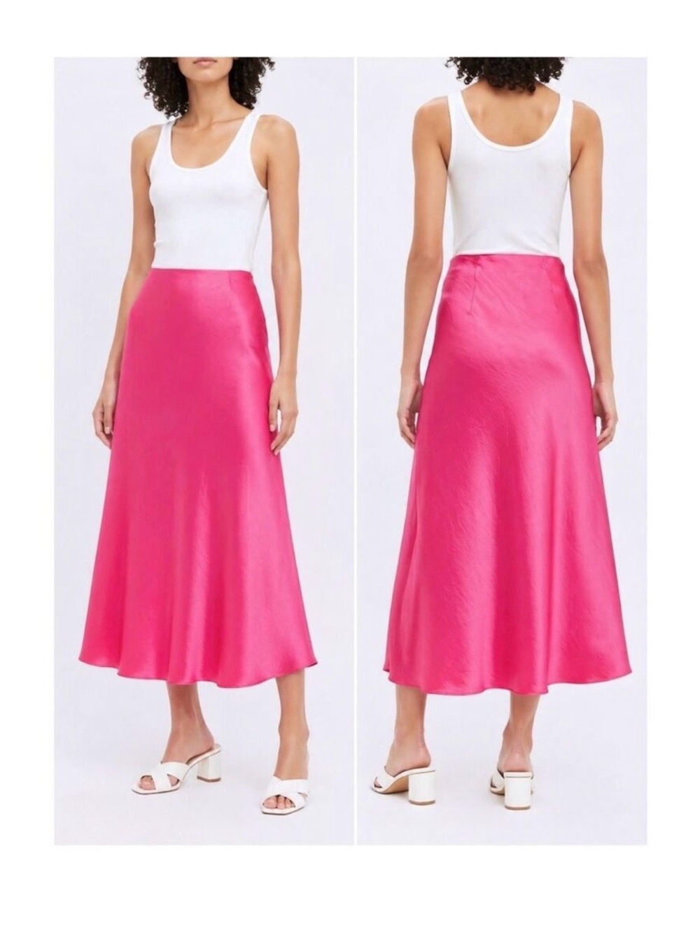 LOFT Pink Satin A-line Skirt
